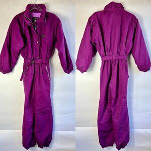 Vintage 80s ski suit Anoralp 8 small Pink France Magenta one piece snow glam